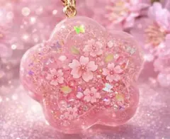 桜シェイカー キーホルダー ピンク 春 レジン ゆめかわ