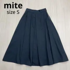 ◆ mite タック チノ フレア スカート ミモレ丈 ブラック S