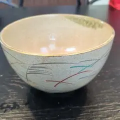 多色線デザイン 陶器製茶碗