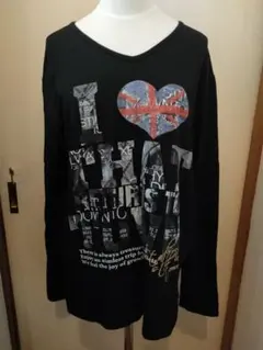 プリントTシャツ　Vネック　LL