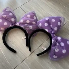 ディズニー 紫色の水玉カチューシャ リボン