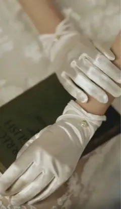 ウェディンググローブ ショート 一粒パール オフホワイト