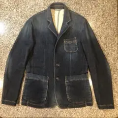 ガス　GAS デニムジャケット　テーラード ロゴ入りボタン　伸縮性　 サイズ46