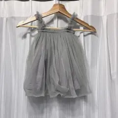 グレー チュール ベビードレス フリル付き　Marine Blue 90cm