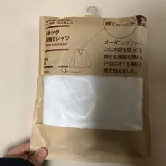無印良品 綿であったか Vネック長袖Tシャツ 紳士 S 白 オーガニックコットン