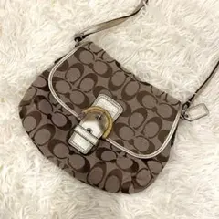 COACH コーチ ポピー メタリックシグネチャー サティーン ホーボー