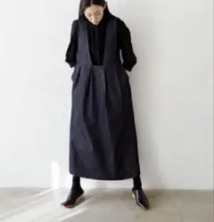 Mochiモチsilk denim jumper skirt ジャンパースカート