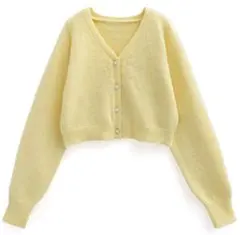 GRL グレイル モヘヤタッチショート丈Vネックニットカーディガン[kz585]