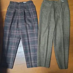 チェック柄テーパードパンツ 2点セット