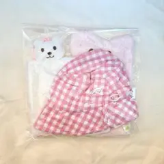 【MIKI HOUSE 】ベビー用ピンクチェック帽子とタオルセット