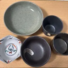 レトロ和食器 5点セット 陶器 鉢 小鉢 湯呑み
