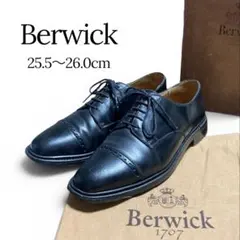 【Berwick1707】バーウィック ストレートチップ ブラック　革靴のサムネイル