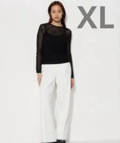 UNIQLO レースクルーネックセーター 長袖　ブラック　XL