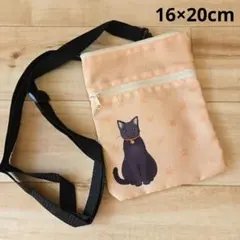 黒猫イラストポシェット銭天堂アニメサコッシュ 16×20cm