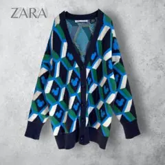【ZARA ザラ】　ミッキーマウス　コラボ　Vネックカーディガン　オーバーサイズ