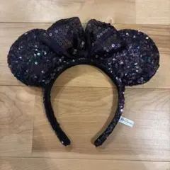 ディズニー　スパンコールカチューシャ黒紫