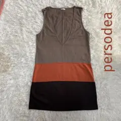 persodea ノースリーブ ブロックカラー ワンピース