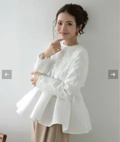 新品タグ付き　manaodaysさんコラボ フラワーツイードペプラムトップス