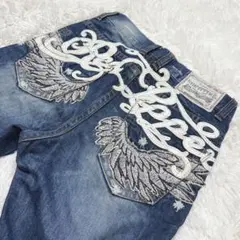 RED PEPPER レッドペッパー　デニム　刺繍　天使の羽　28 Y2K