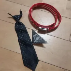 ネクタイ・ポケットチーフ・ベルトセット