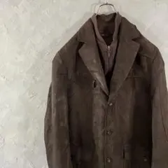 ヴィンテージ　ジャケット　スウェード調　フルジップ　アースカラー　茶　LO10