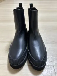 ブラック サイドゴアブーツ 厚底