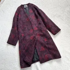 vintage シノワズリ な花柄ニットロングコート - メルカリ