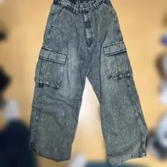 デニムカーゴパンツ サイドポケット付き