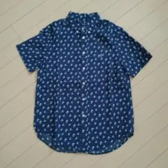 ラルフローレン　柄シャツ半袖　濃紺　150 　キッズМ　春夏
