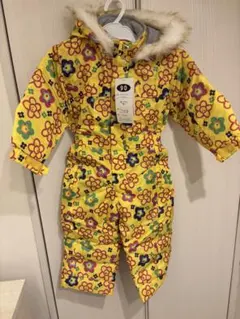 新品未使用 ベビー キッズ 黄色 花柄 ジャンプスーツ 冬 アウター 90