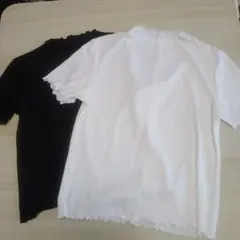 GUフリルネック 半袖Tシャツ黒と白の 2色セット　新品未使用。