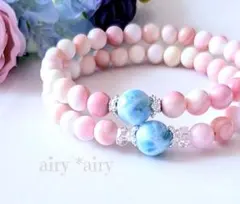 ✿天然美品ラリマー&クイーンコンクシェルデザインブレスレット