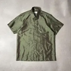 80s 90s JIM THOMPSON 半袖シルクシャツ 玉虫色 総柄グリーンのサムネイル