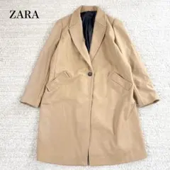 ザラ チェスターコート ラムウール混 シングルブレスト ゆったり カジュアル