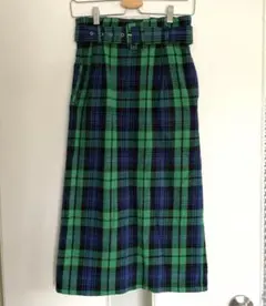 Andemiu Sサイズ 着画あり チェック柄タイトスカート 裏地＆ベルト付き