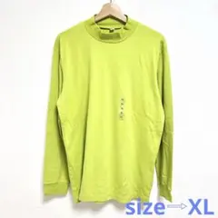 UNIQLO ユニクロ　メンズ　ハイネックカットソー　長袖　黄緑系