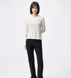 GU ソフトシアークルーネックT ナチュラル　M