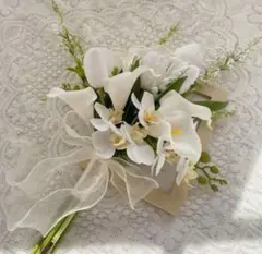 ホワイト 造花 ブーケ　ウェディング