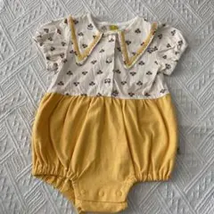 moimoln 花柄襟付き　ロンパース イエロー 70