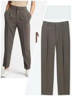 ★美品★ユニセックスUNIQLO ドレープテーパードアンクルパンツS OLIVE