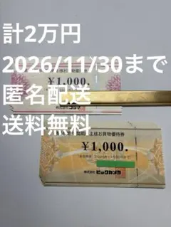 【最新】ビックカメラ コジマ 株主優待＜2万円＞2026/11/30まで
