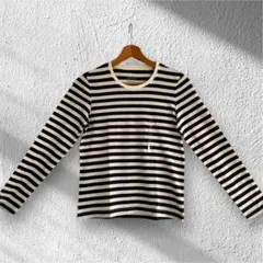 【新品】無印良品オーガニックコットンボーダークルーネック長袖TシャツsizeS