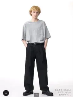 GUバレルレッグワークパンツ ブラック