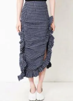 irene スカート サイズ34 ギンガム　セットアップ可　アシンメトリー　変形のサムネイル