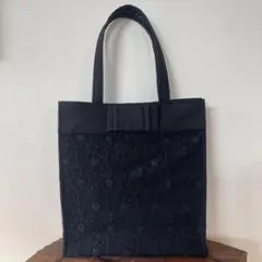 ⭐︎ハンドメイド⭐︎フォーマル サブバッグ リボン付♡ オールブラック レース仕立