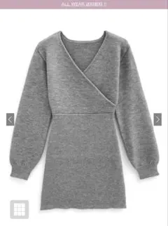 【にゃむ様　専用】グレー ラップニットドレス ミニ丈