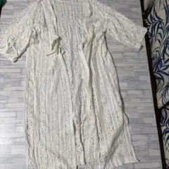 ホワイトレースストライプカーディガン