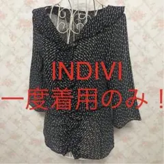 ★INDIVI/インディヴィ★七分袖カットソー38(M.9号)ブラック.黒