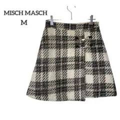 ミッシュマッシュ◇ミニスカート　チェック　フレア　きれいめ　ベージュ　M　上品