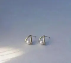 ドロップパールピアス　一粒パール　925シルバー　k18gp　ホワイトゴールド